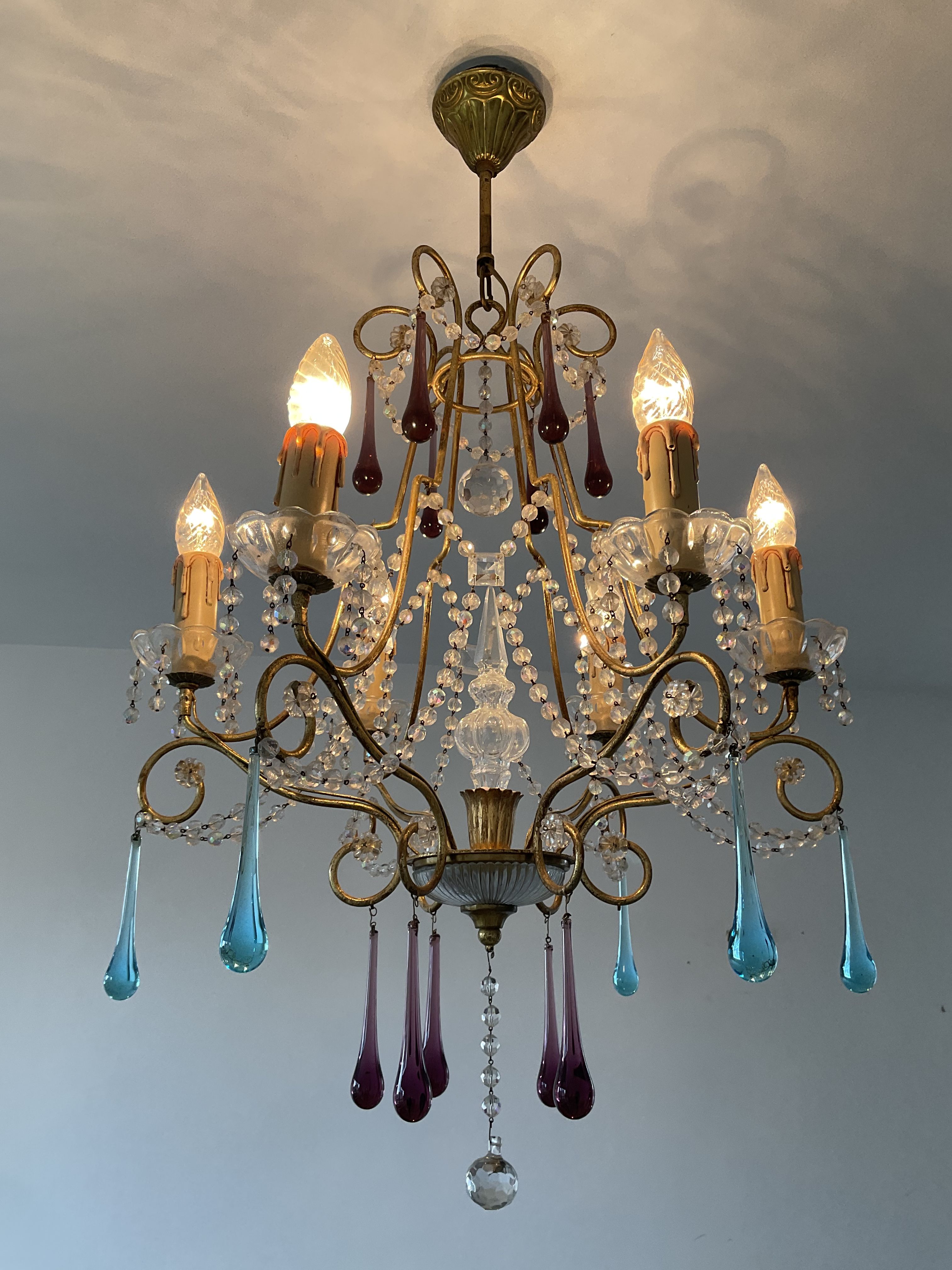 Italian chandelier of the 60s in De Murano glass