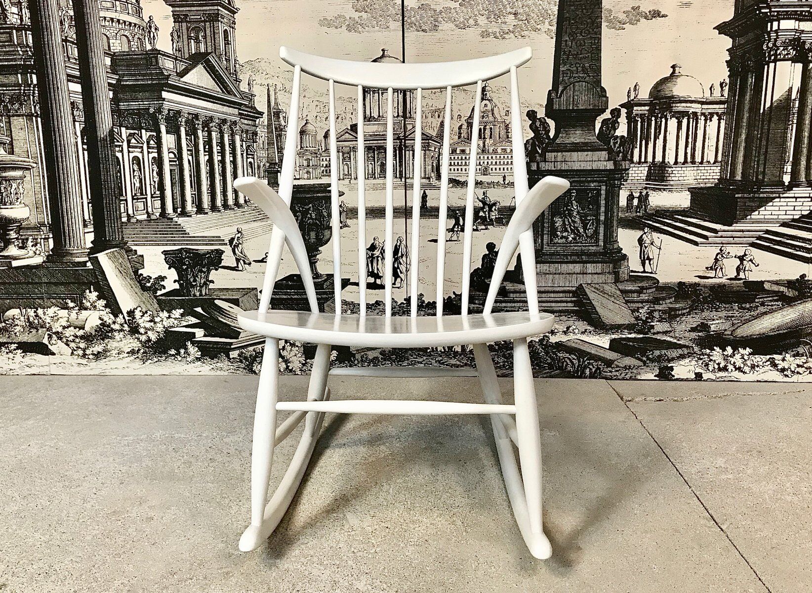 Wooden Rocking chair by Illum Wikkelsø for Niels Eilersen, Denmark 1950s