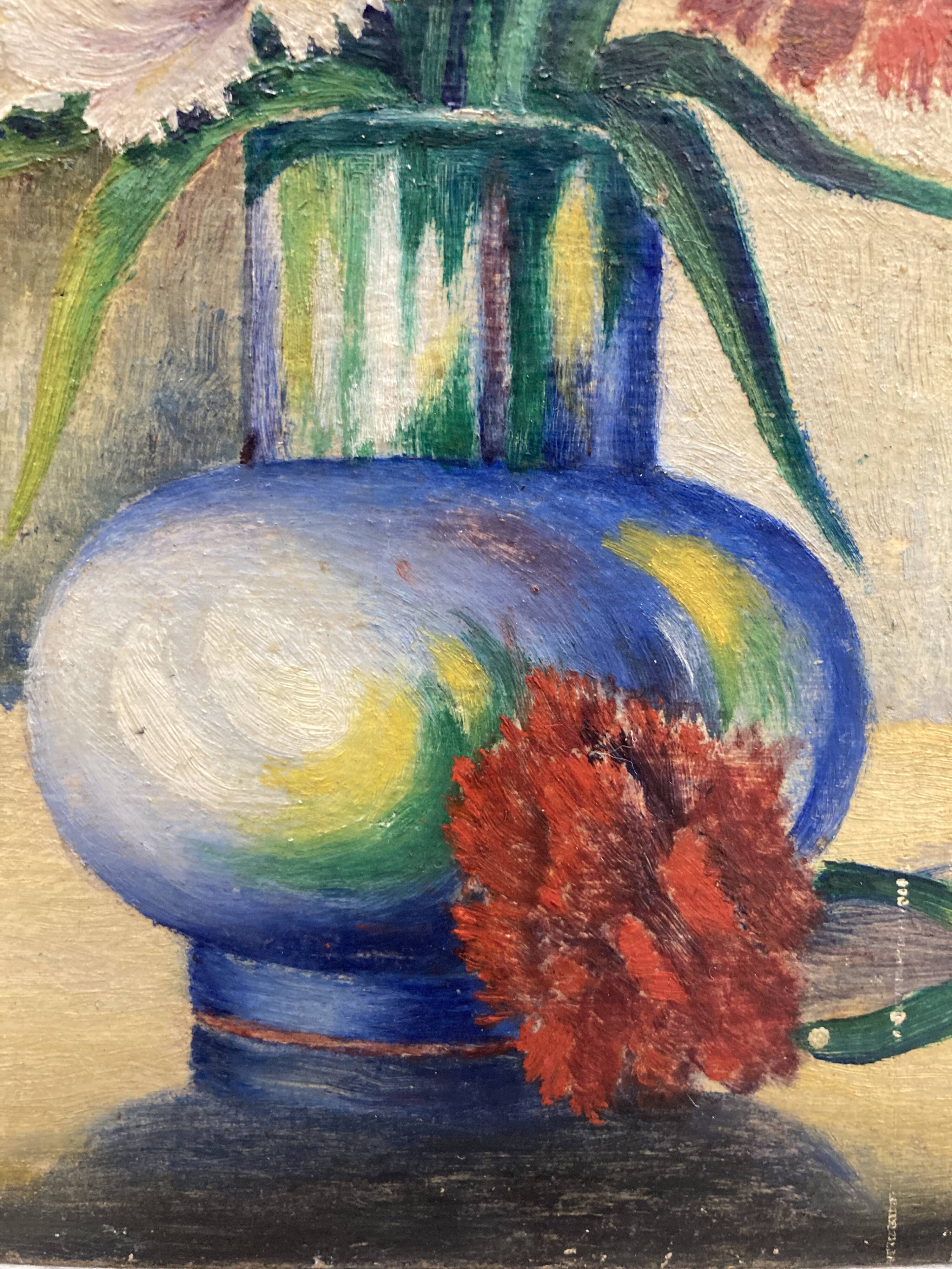 “Les Oeillets” Oil on panel signed