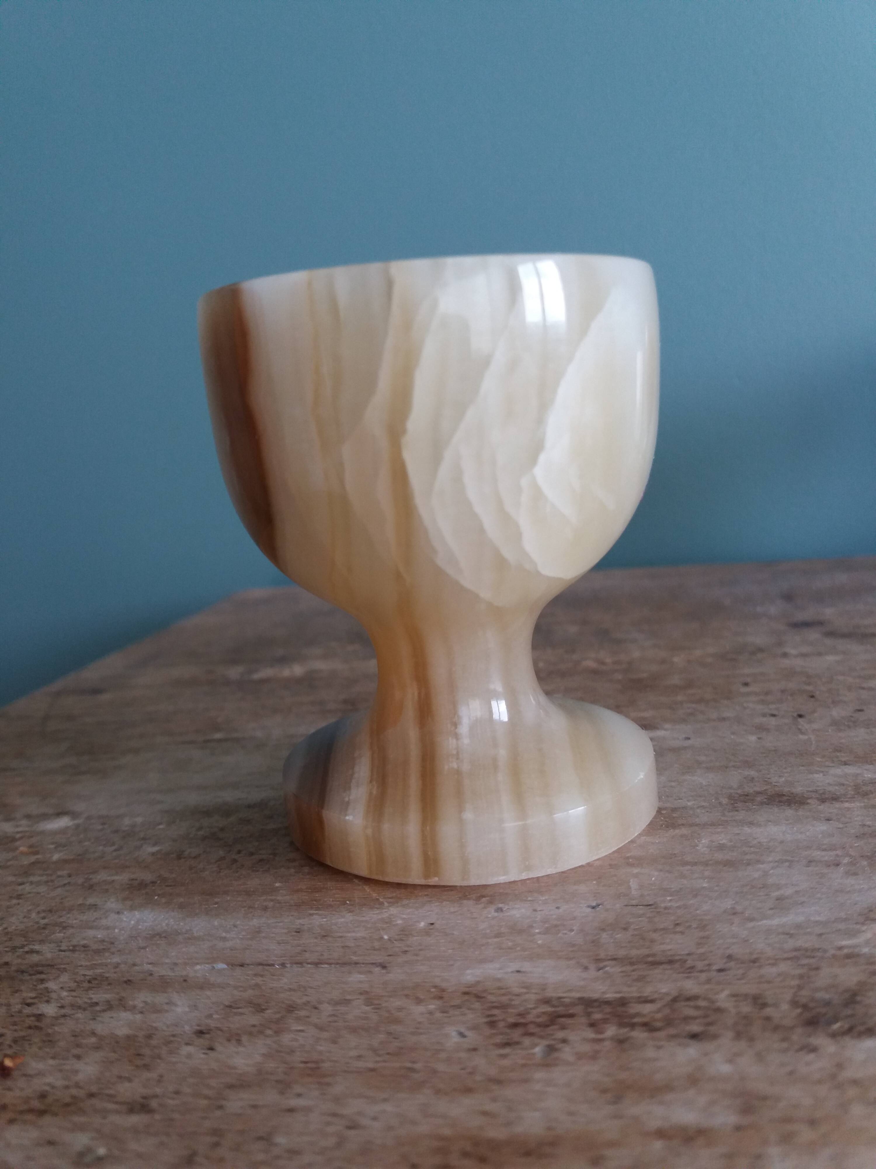 Alabaster onyx egg cup