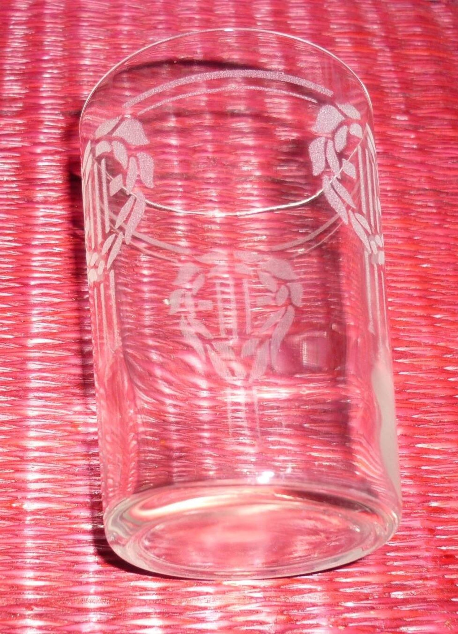 Old sandblasted glasses with laurel wreaths x6