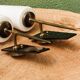 Pair of brass and opaline wall lights, 1950s