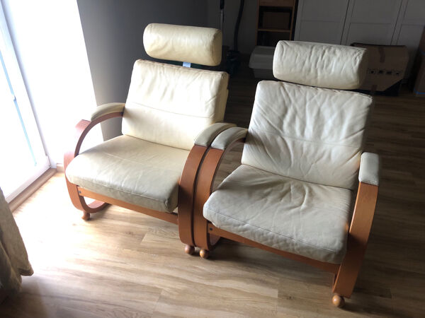 2 fauteuils en cuir Roche Bobois