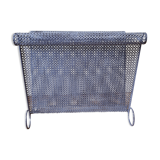 Vintage magazine holder in perforated metal, 39 cm