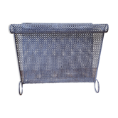Vintage magazine holder in perforated metal, 39 cm