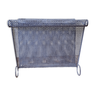 Vintage magazine holder in perforated metal, 39 cm