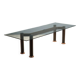 Large vintage table with a glass, wood, and marble top, Italy, 1980s.