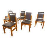 Solid oak dining chairs by Meubelatelier Vanda, 1970s