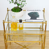 Lot 3 tables pull out brass glass Maison Baguès