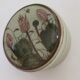 cracked celadon jewelry box signed Siam and numbered handmade lotus flower pattern