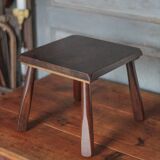 Brutalist wooden stool, vintage side stool, plant stand.