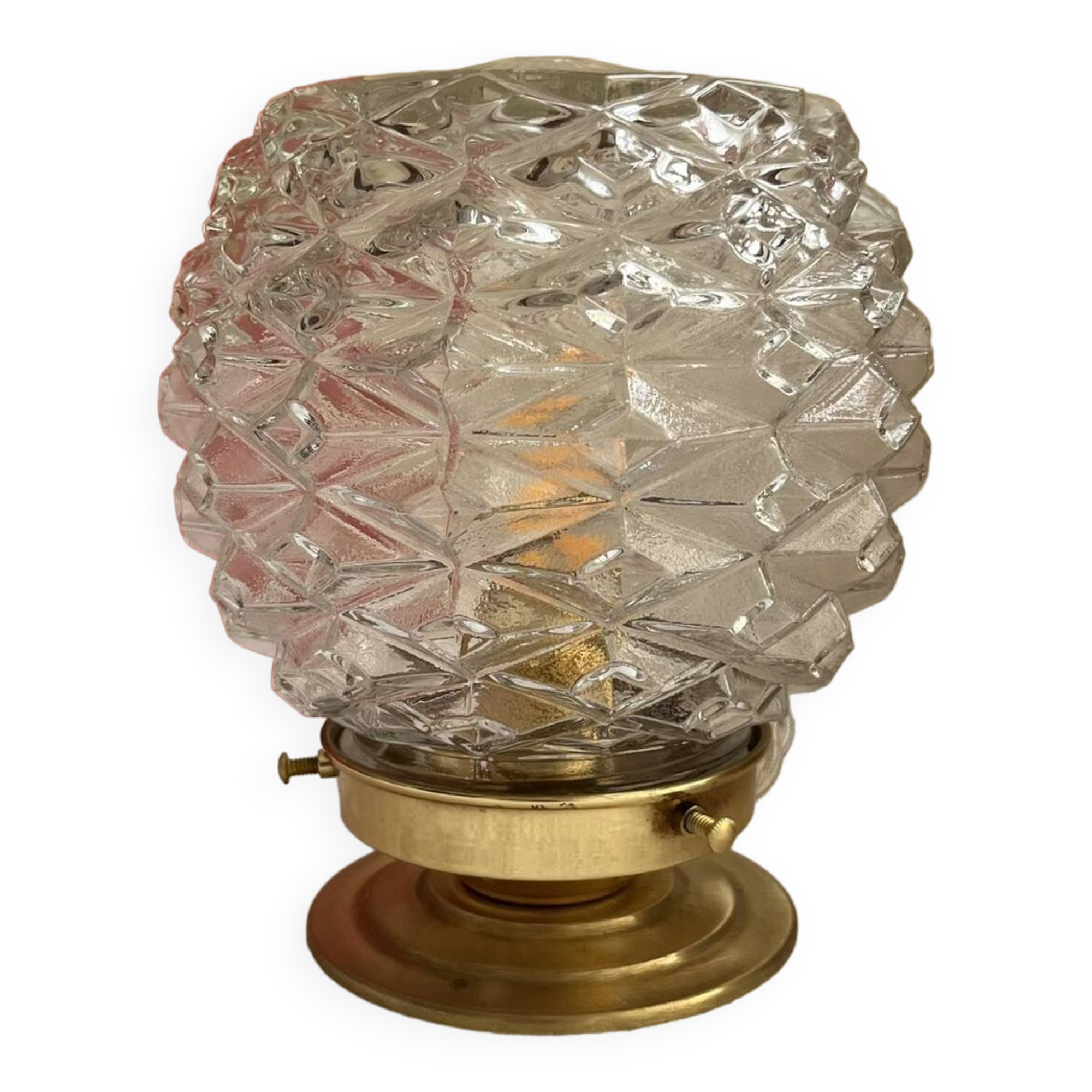 Vintage table lamp in chiseled glass - pineapple model