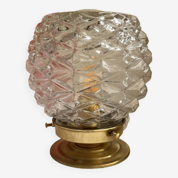 Vintage table lamp in chiseled glass - pineapple model