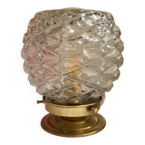 Vintage table lamp in chiseled glass - pineapple model