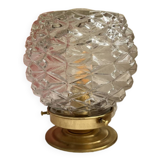 Vintage table lamp in chiseled glass - pineapple model