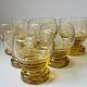 6 old art deco yellow cut glass liqueur glasses