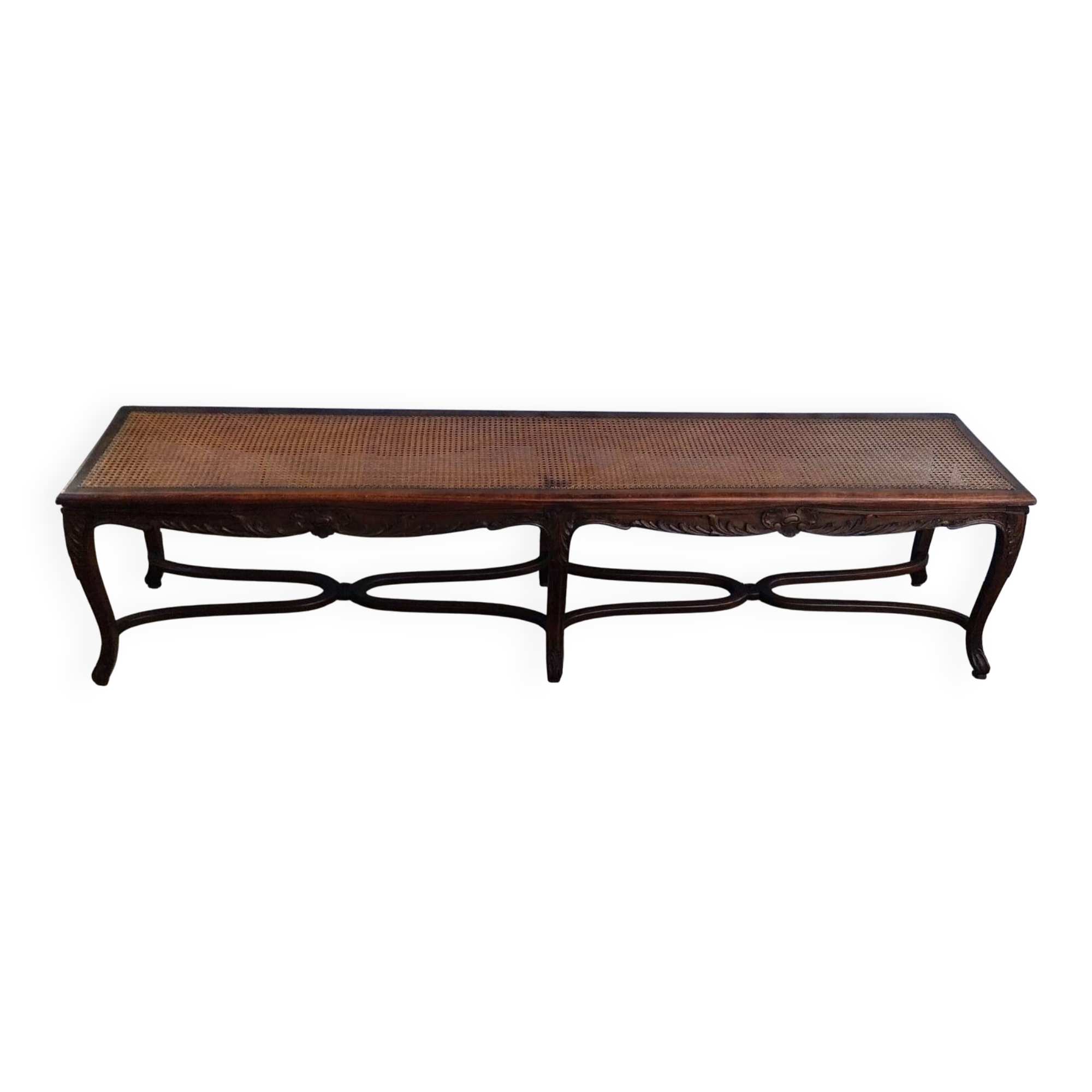 Louis XV style bench with cross-braced design