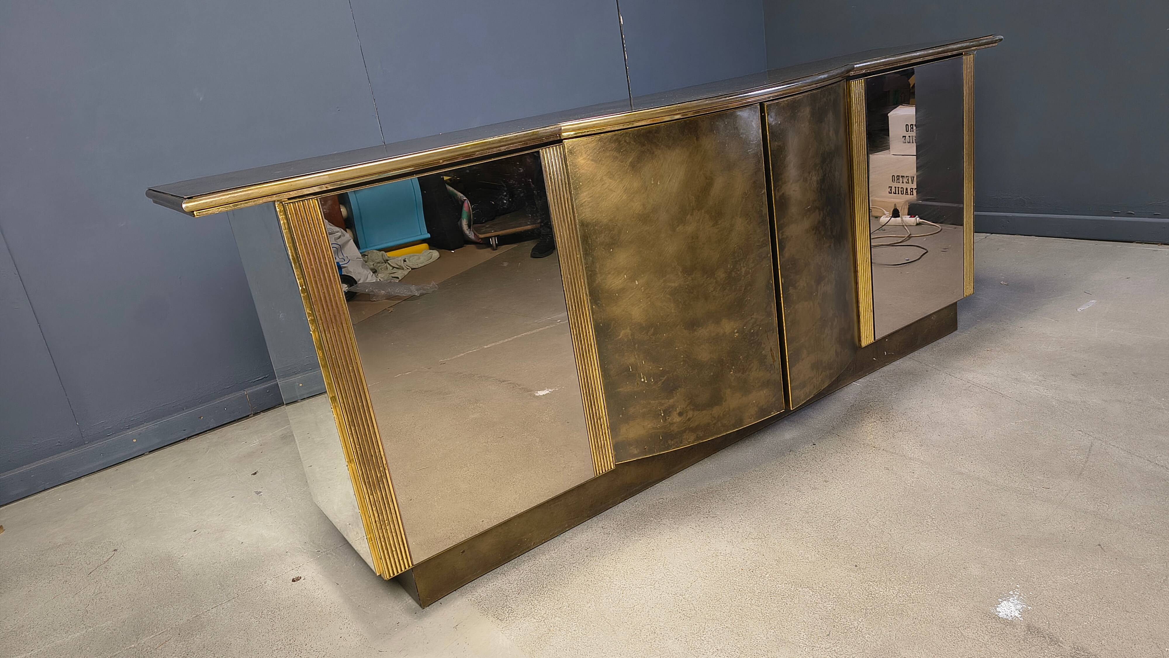 Brass credenza by Belgochrom, 1980s