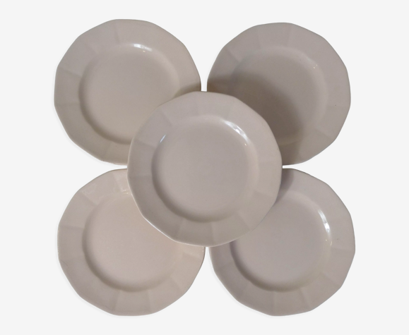 5 assiettes à dessert Digoin rose poudré