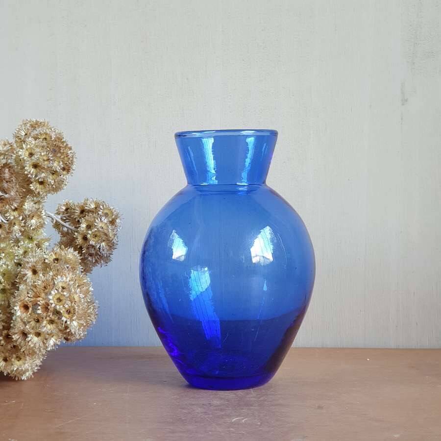 Blue glass vase
