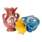 Pair of authentic Monaco Ceroc vases in blue ceramic