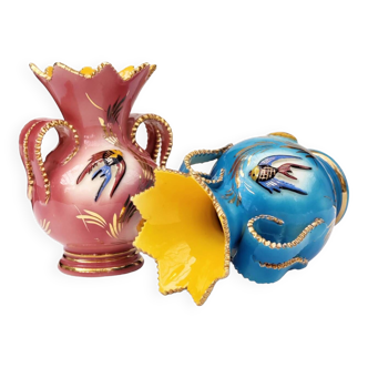 Pair of authentic Monaco Ceroc vases in blue ceramic