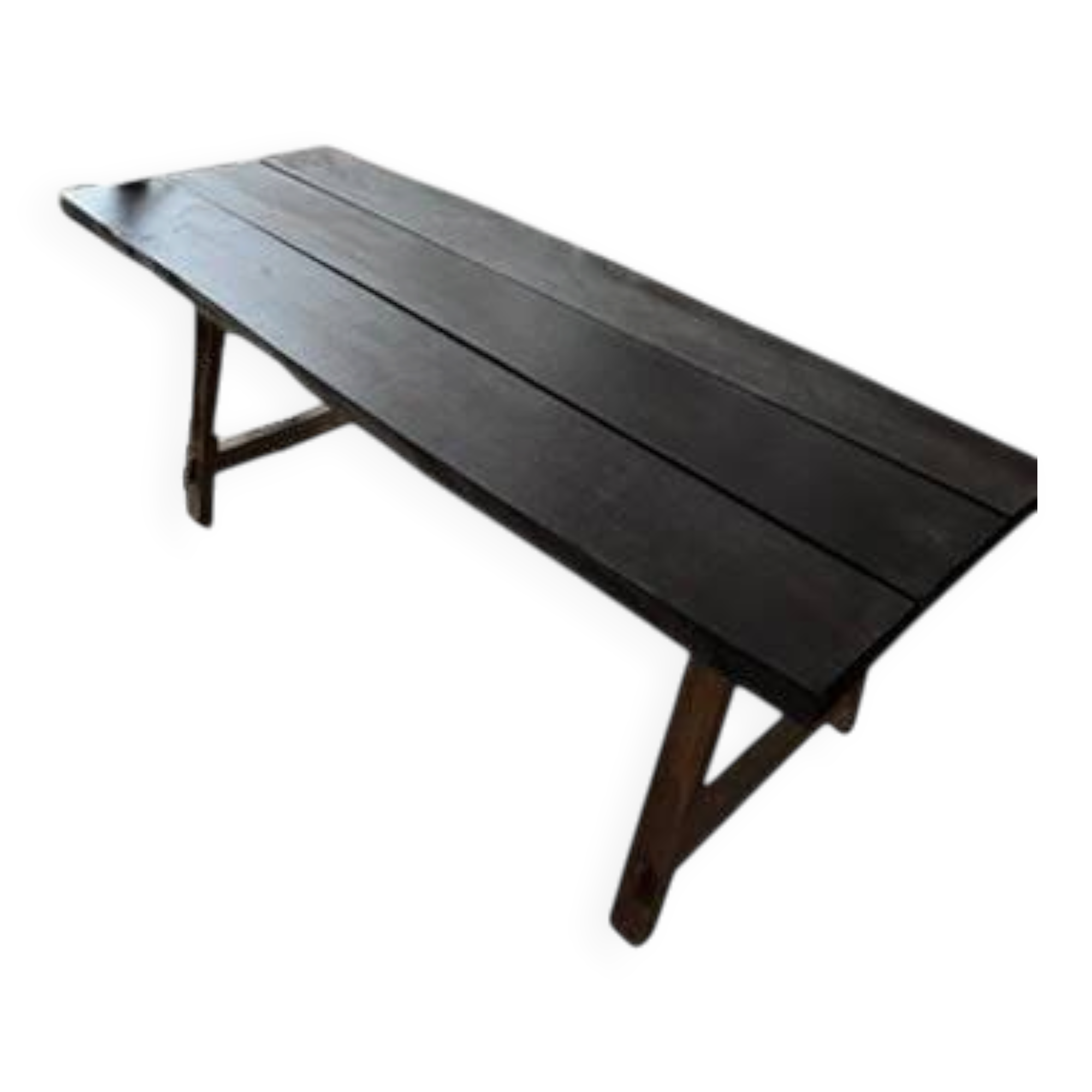 Table et bancs en bois brutalistes