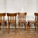 Series of 6 old light wood bistro chairs