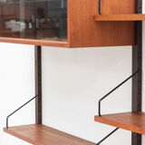 Playful 3-bay wall unit in teak wood by Poul Cadovius, Denmark, 1950s