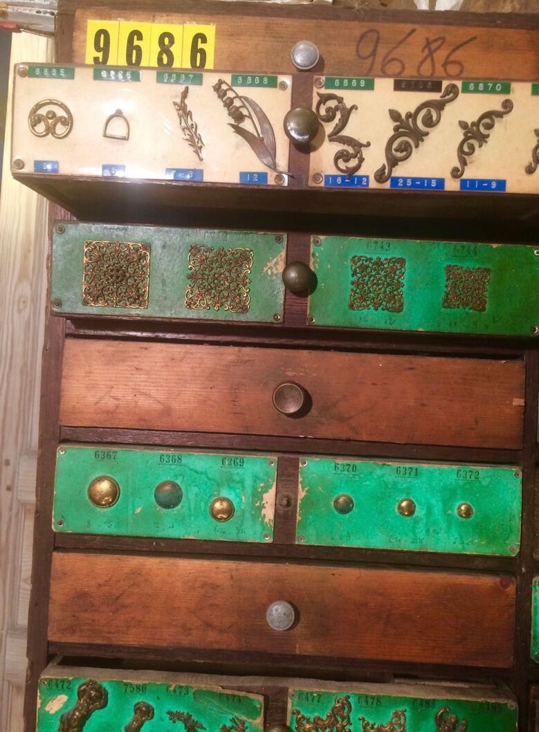 Furniture of trade with drawers.