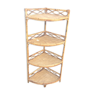 Rattan corner shelf