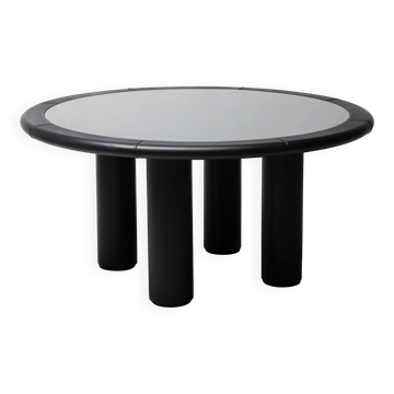 Carlo Bartoli Rossi di Albizzate - Black leather, glass disc, Italian craftsmanship