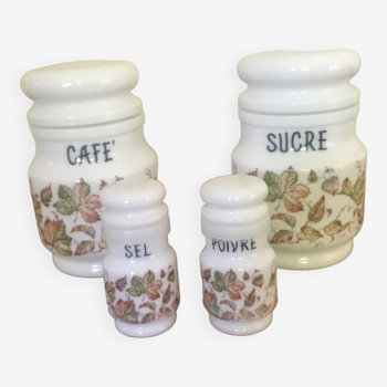Vintage kitchen jars Giorgi in glass of milk
