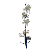 Lampadaire vintage hollywood regency lotus  bleu