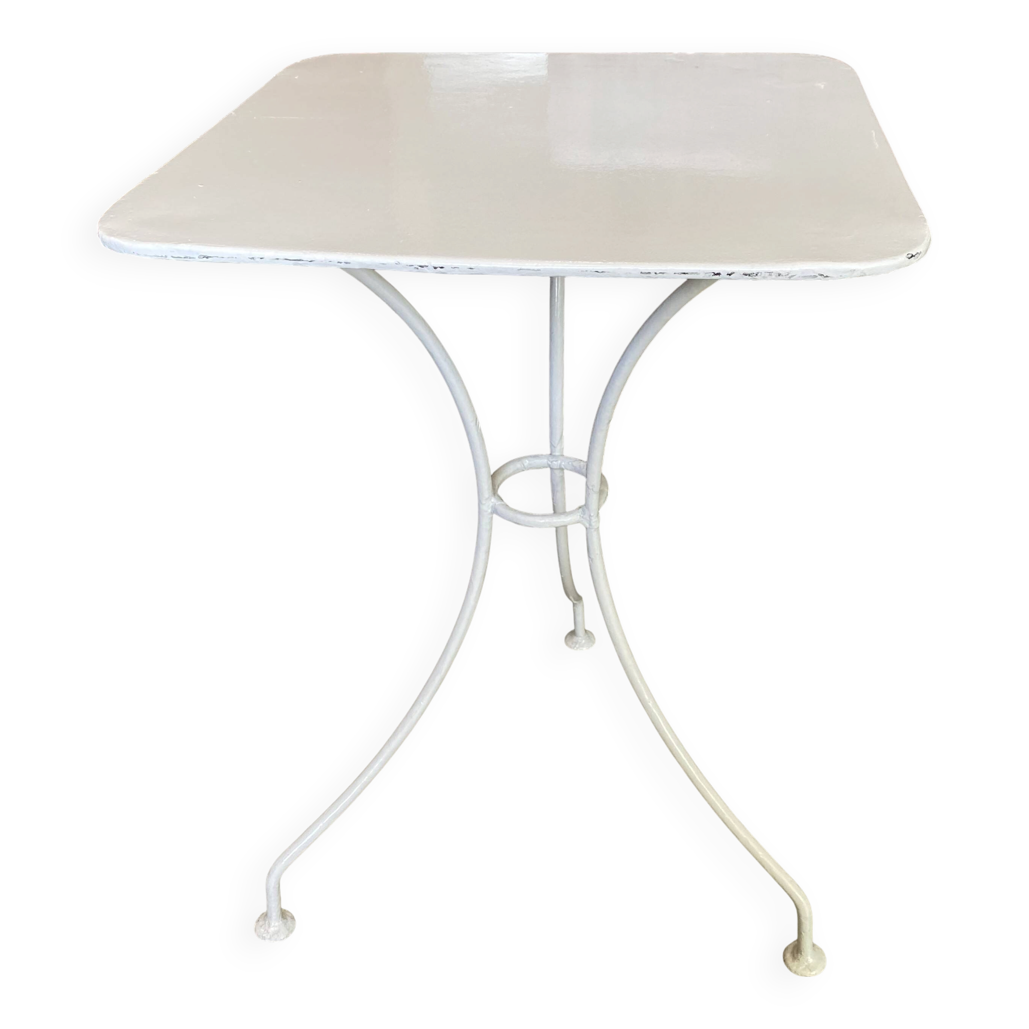 White square bistro table for bar café terrace garden metal 1950 white