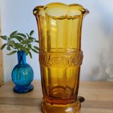Amber molded glass vase