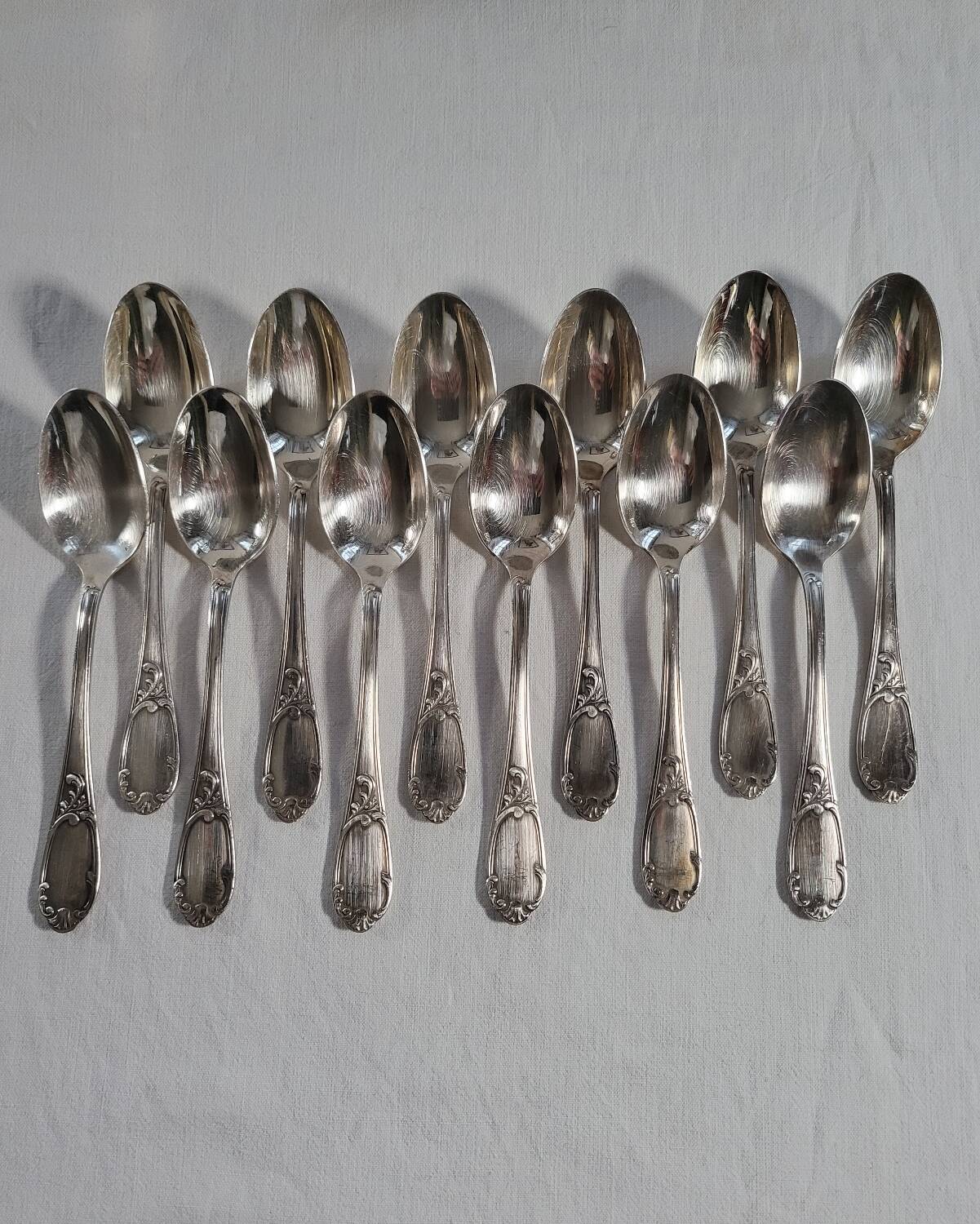 12 Small Silver Metal Spoons SOH