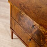 Elegant pair of Biedermeier style walnut commodes, Germany, French polish.