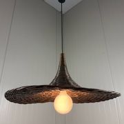 XXL rattan wicker hanging lamp 1960’s