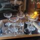 5 finely cut champagne coupes (1950s–1960s)