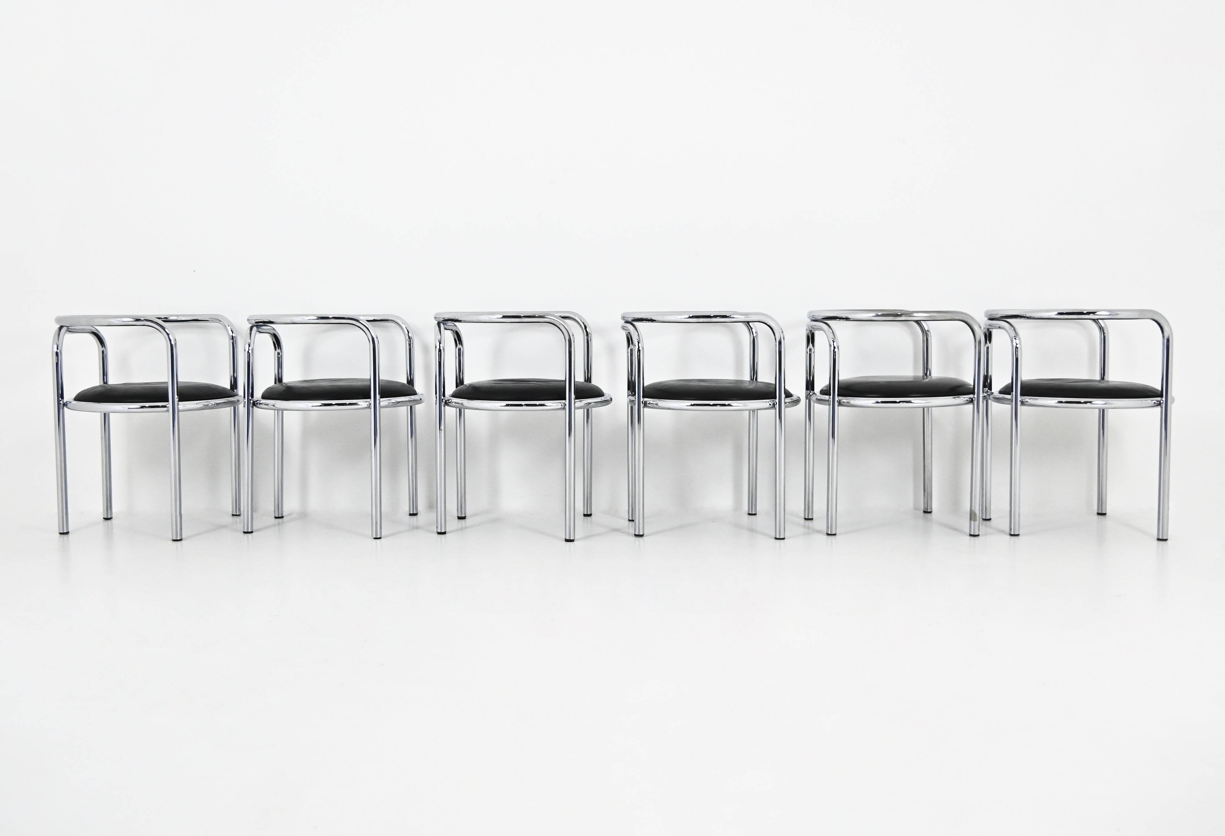 6 “Locus Solus” Chairs by Gae Aulenti for Poltronova, 1960s