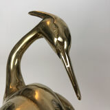 Hollywood Regency heron in golden brass 70s