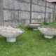 Series of three concrete planters design René Pechère edited by Eternit 1958