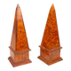 Pair of burl wood obelisks