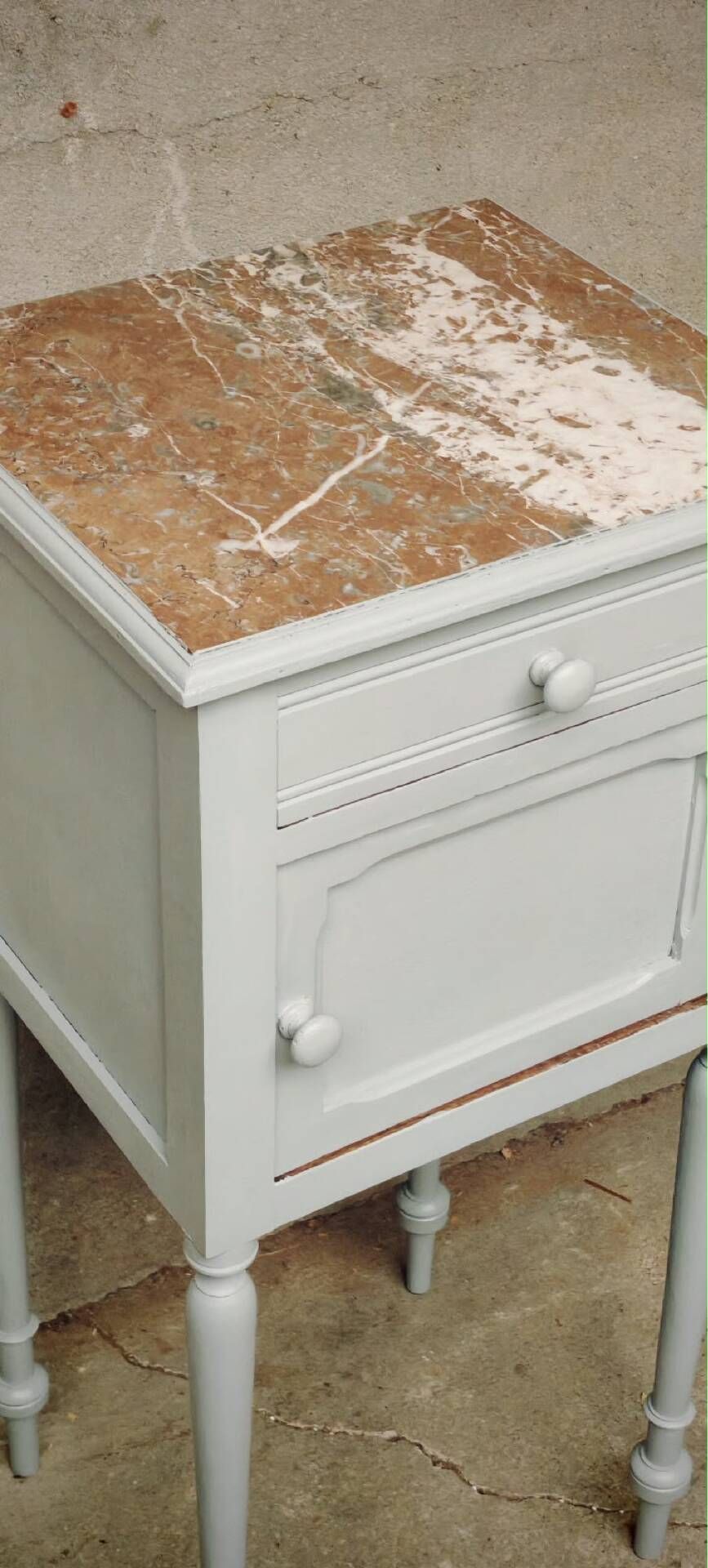 Antique bedside table with marble