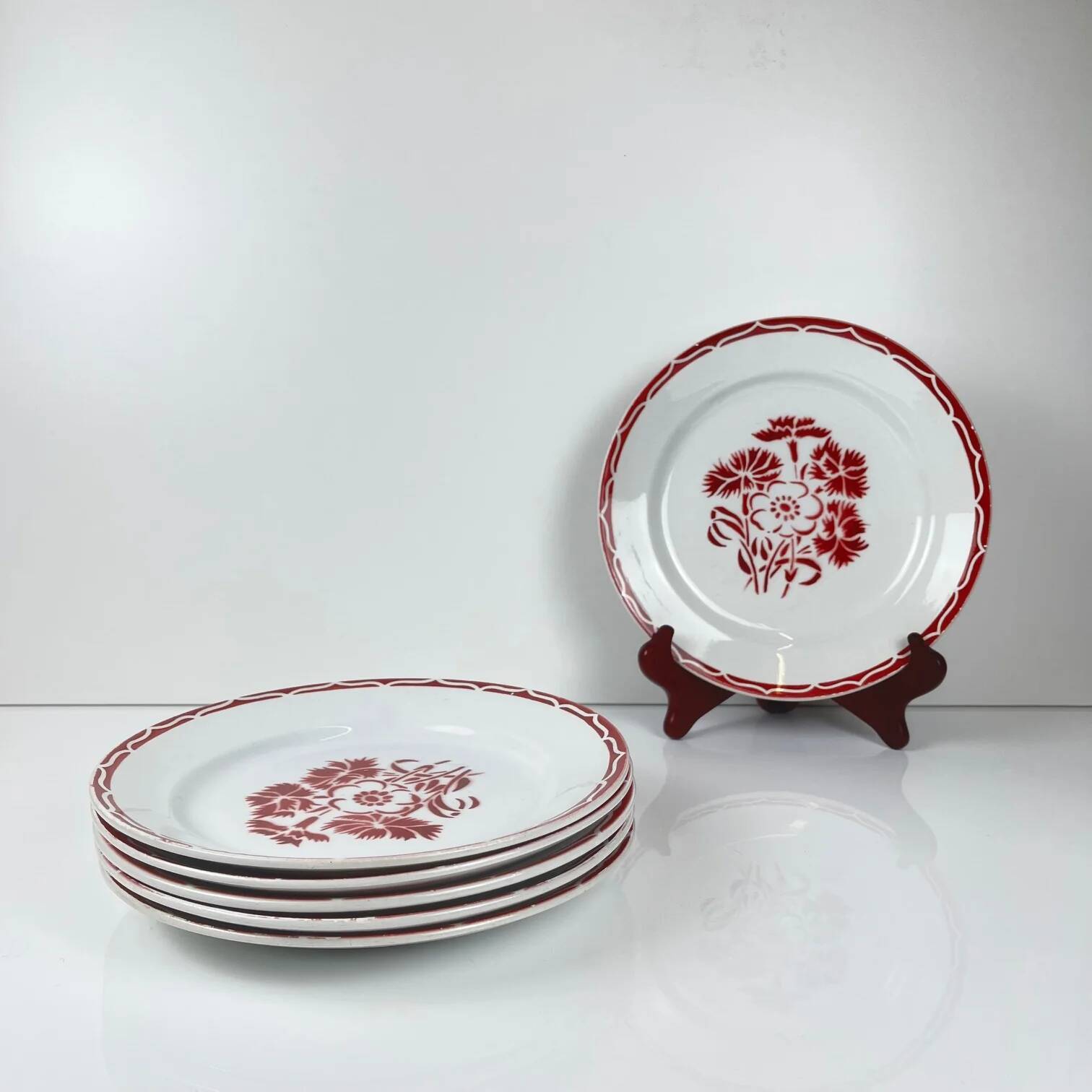 Set of 6 flat plates "Annecy", KG Lunéville, 20th century