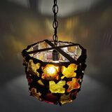 Very rare and unique set of pendant lamps, brutalist glass and metal by Felipe Delfinger for Feder, 1970s Mexico