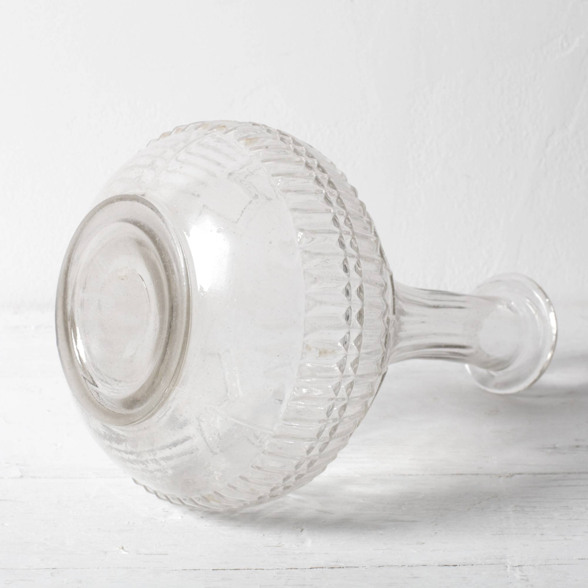 Glass Decanter / Mid-century Patterned Wine Carafe / Empoli / Italy / 1950s