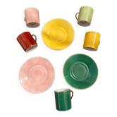 Vintage "Mix and Match" coffee cup set, Sologne porcelain