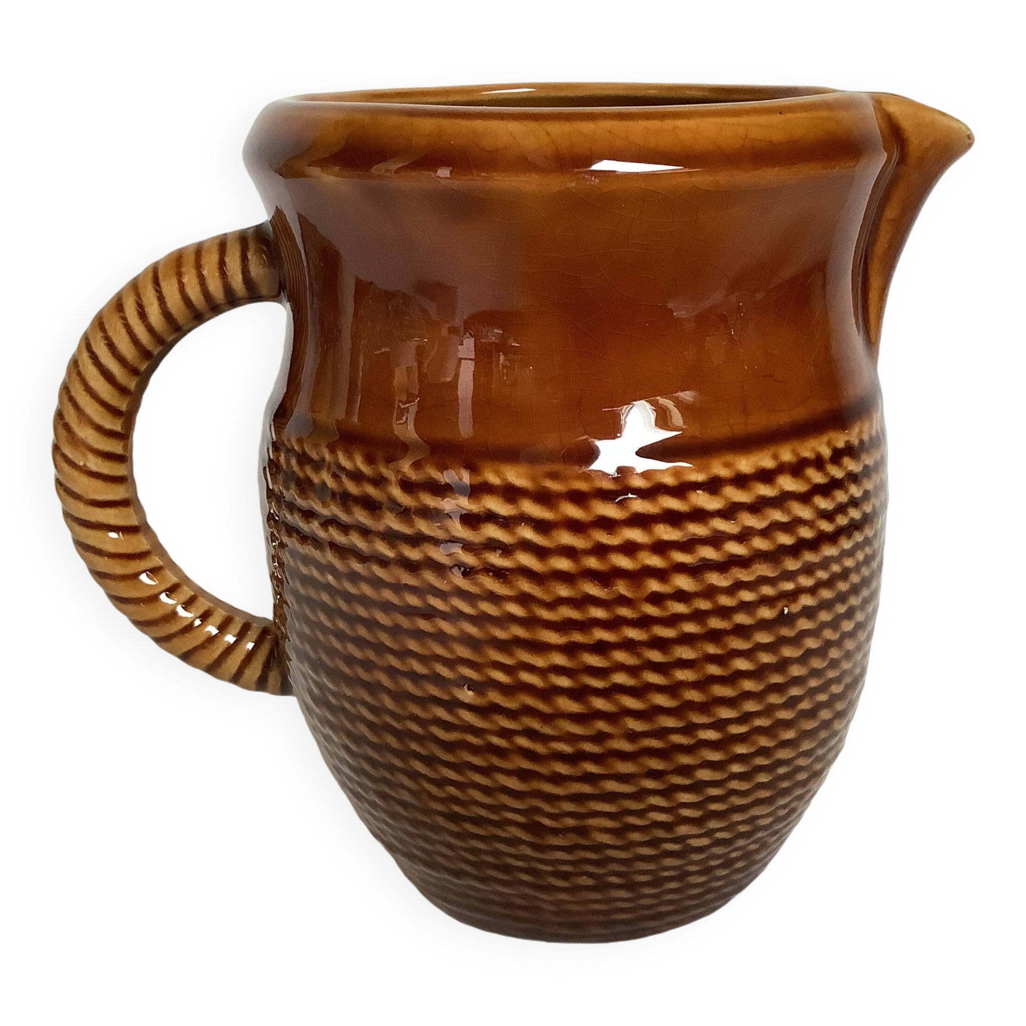 Sarreguemines slip rope pitcher